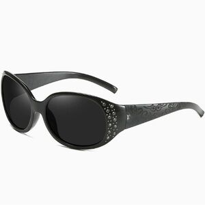 Women's Black Crystal-Accent Sunglasses